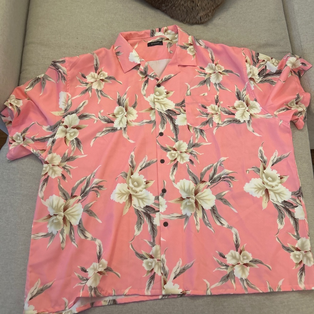 4XL pink hawaiian button up shirt
